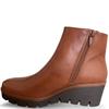 SUSST WOMENS WEDGE ZIP ANKLE BOOT - COGNAC